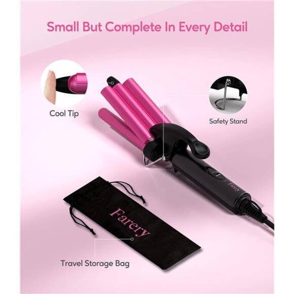 Mini Waver Curling Iron, 1/2 Inch, Hair Crimper for Women Beach Waves, Keratin - Picture 13 of 14